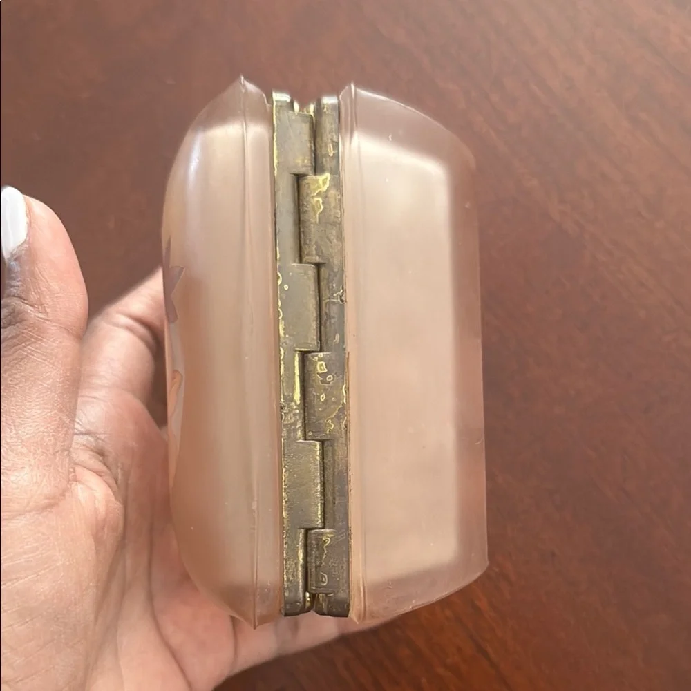 Vintage 60s Elegant Floral translucent gold trim cigarette, misc or trinket box